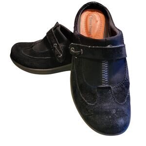 BARETRAPS Noella Black Suede Leather Slide On Clogs Comfort Shoes Size 7.5